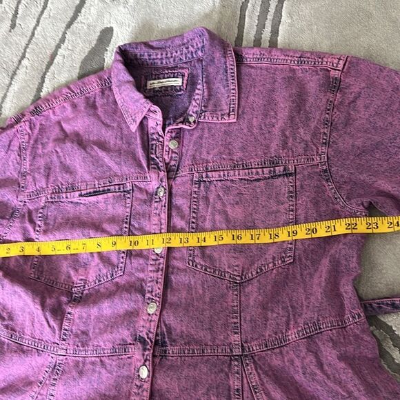 NWOT Free People Jenny Tunic Dress Purple Oversized Belted Mini - Picture 8 of 9